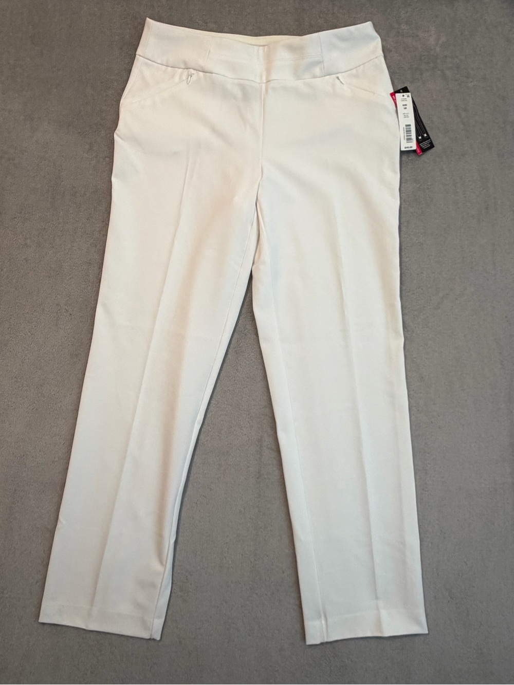 NWT Investments Park Ave Fit White Straight Leg Pants Secret Support Size 10R
